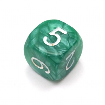 GREEN MARBLE PLASTIC D6 DICE