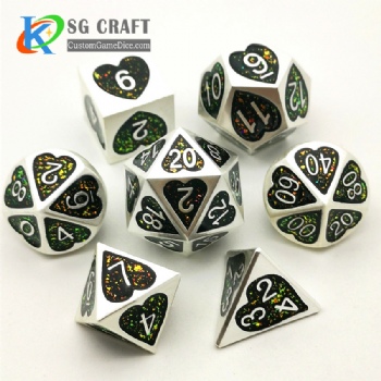 Heart metal dice dnd game metal custom glitter dice
