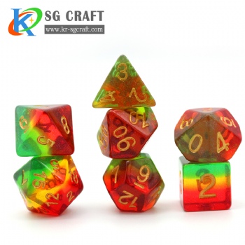 SG4-5 Red/Blue/Green Transparent Layered With Chameleon Glitter Dice Set