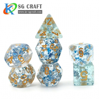SG5-4 Transparent Blue Paillette With Silver Glitter Dice Set