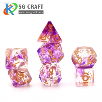 SG16-2 Transparent Purple Transparent With Fireworks+Silver Glitter Dice Set