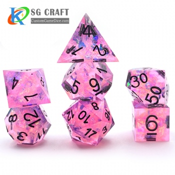 Transparent Pink With Reflective laser paper Handmade dice sharp dice