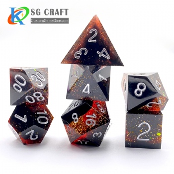 Black and Brown Swirl With Gold glitter handmade dice sharp dice