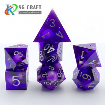Transparent Purple With Skull In dice handmade sharp dice