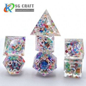 Transparent With Colorful Ball Handmade sharp dice