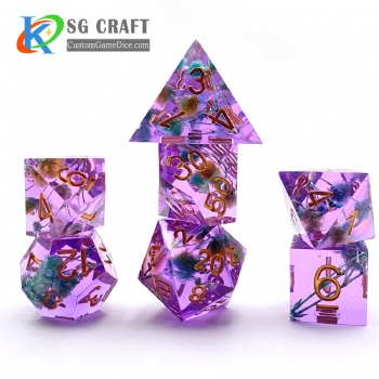 Transparent Light Purple With Flower In Dice Sharp dice