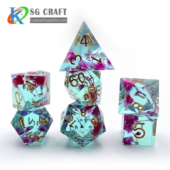 Transparent Light Green With Flower In Dice SHARP DICE