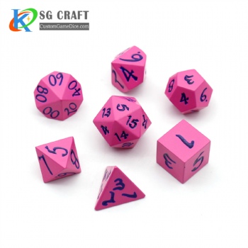 PINK METAL DICE SET