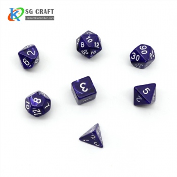 BLUE MARBLE PLASTIC DICE SET