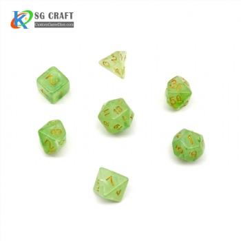 VELVET GREEN PLASTIC DICE SET