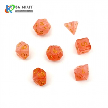 VELVET ORANGE PLASTIC DICE SET