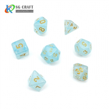 VELVET LIGHT BLUE PLASTIC DICE SET