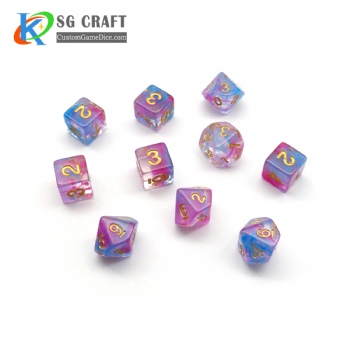 NEBULA PINK and BLUE PLASTIC DICE SET