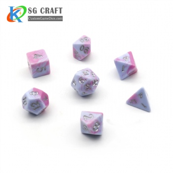 PINK AND WHITE MIXED PLASTIC DICE SET