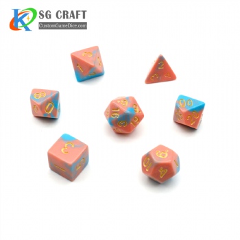 PINK AND BLUE MIXED PLASTIC DICE SET