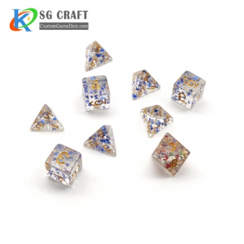 TRANSPRANT BLUE STAR FILLED PLASTIC DICE SET