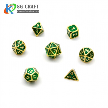 GREEN ENAMELED METAL DICE