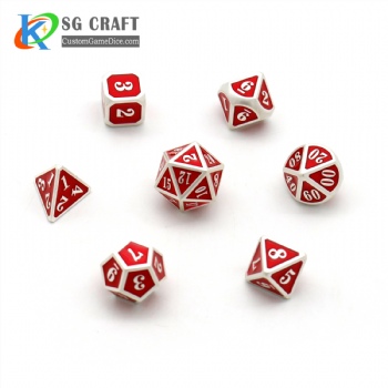 RED ENAMELED METAL DICE