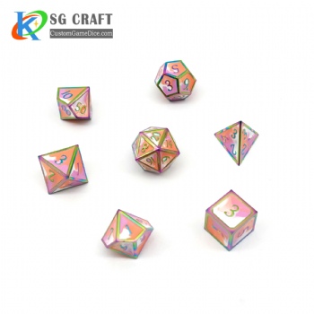 RAINBOW PLATED METAL DICE