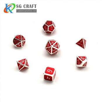 RED ENAMELED METAL DICE