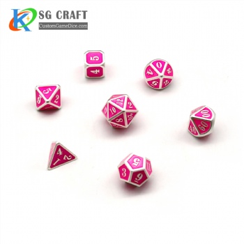 PINK ENAMELED METAL DICE