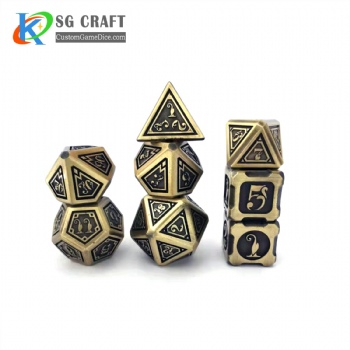 New Antique Brass Metal Dice Set