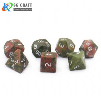 Natural Unakite stone dice set