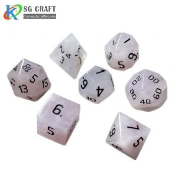 Natural rose stone dice set