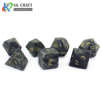Natural green eyed stone dice set