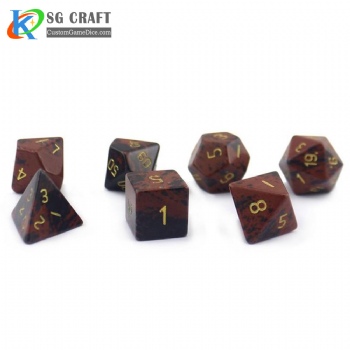 Natural Golden Swan stone dice set