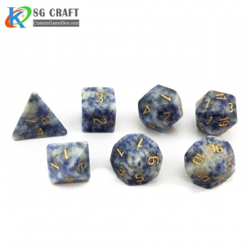 Natural Blue vein stone dice set