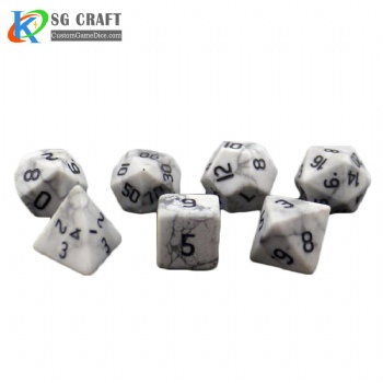 White turquoise stone dice set