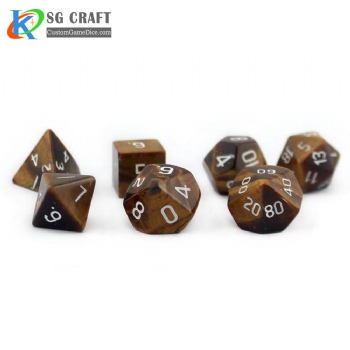 Natural Yellow Tiger's Stone Dice set