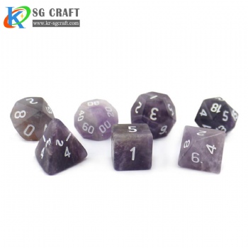 Natural Amethyst Stone Dice Set