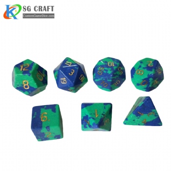 Green Gold Stone Dice Set