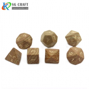 Natural Yellow wood grain Stone Dice Set