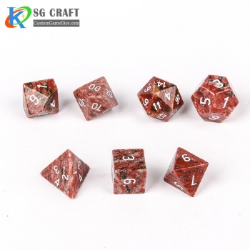 Natural Sesame red stone Dice Set