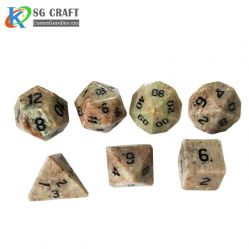 Natural Flower Freen stone Dice Set