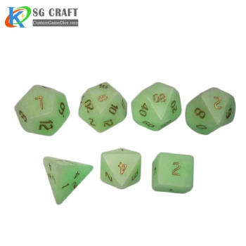 Green Glow in the dark stone Dice Set