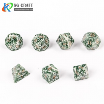 Natural Green point stone Dice Set