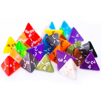 Bulk 4 Sided Dice for Sale | 25 Count | Assorted | Multi Colored | D4 Dice