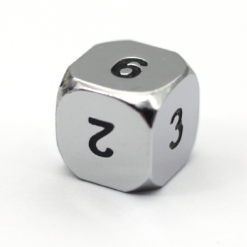 METAL SILVER D6 DICE