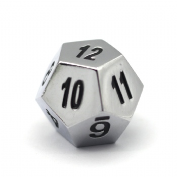 SILVER METAL D12 DICE