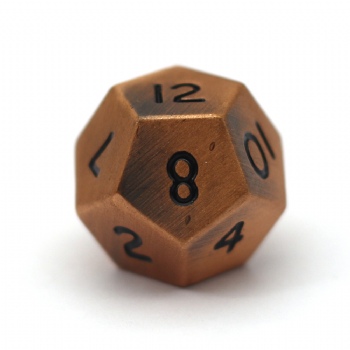 ANTIQUE COPPER METAL D12 DICE