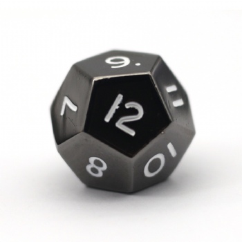 BLACK NICKEL METAL D12 DICE