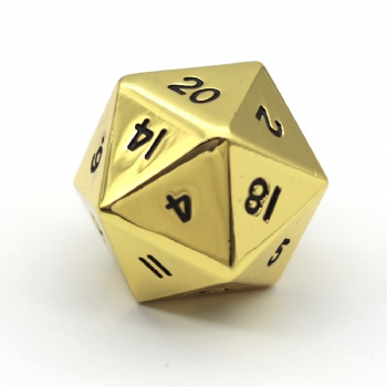 LARGE GOLD METAL D20 DICE