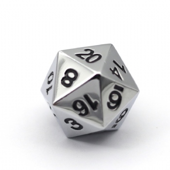 SILVER METAL D20 DICE