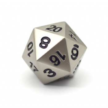 PEARL NICKEL METAL D20 DICE