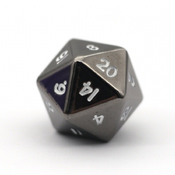 BLACK NICKEL METAL D20 DICE