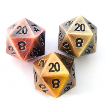 ANTIQUE METAL D20 DICE